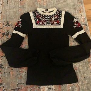 Free People high neck embroidered sweater
